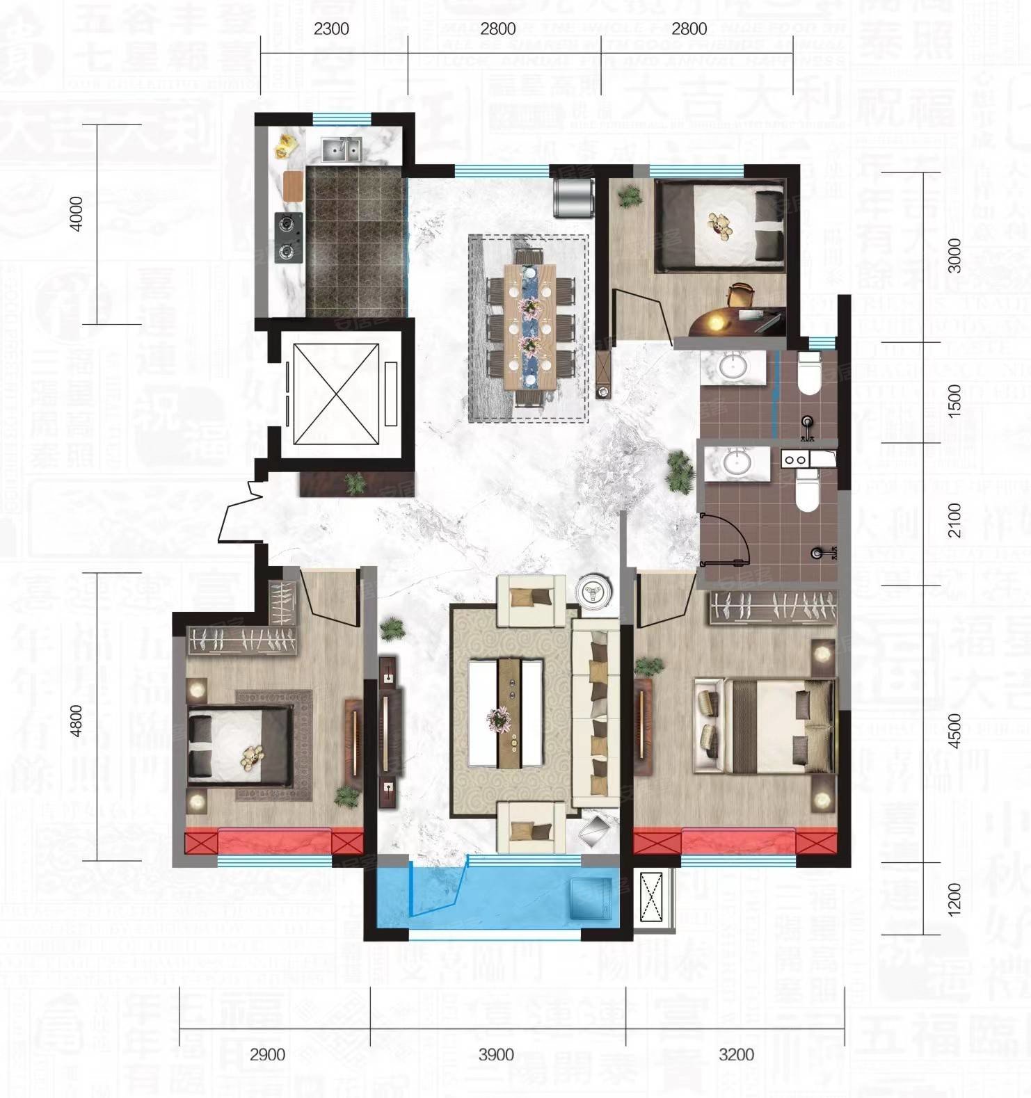 急售新华街中心荣恒星宅田字户型南北通透隐藏厨房三中