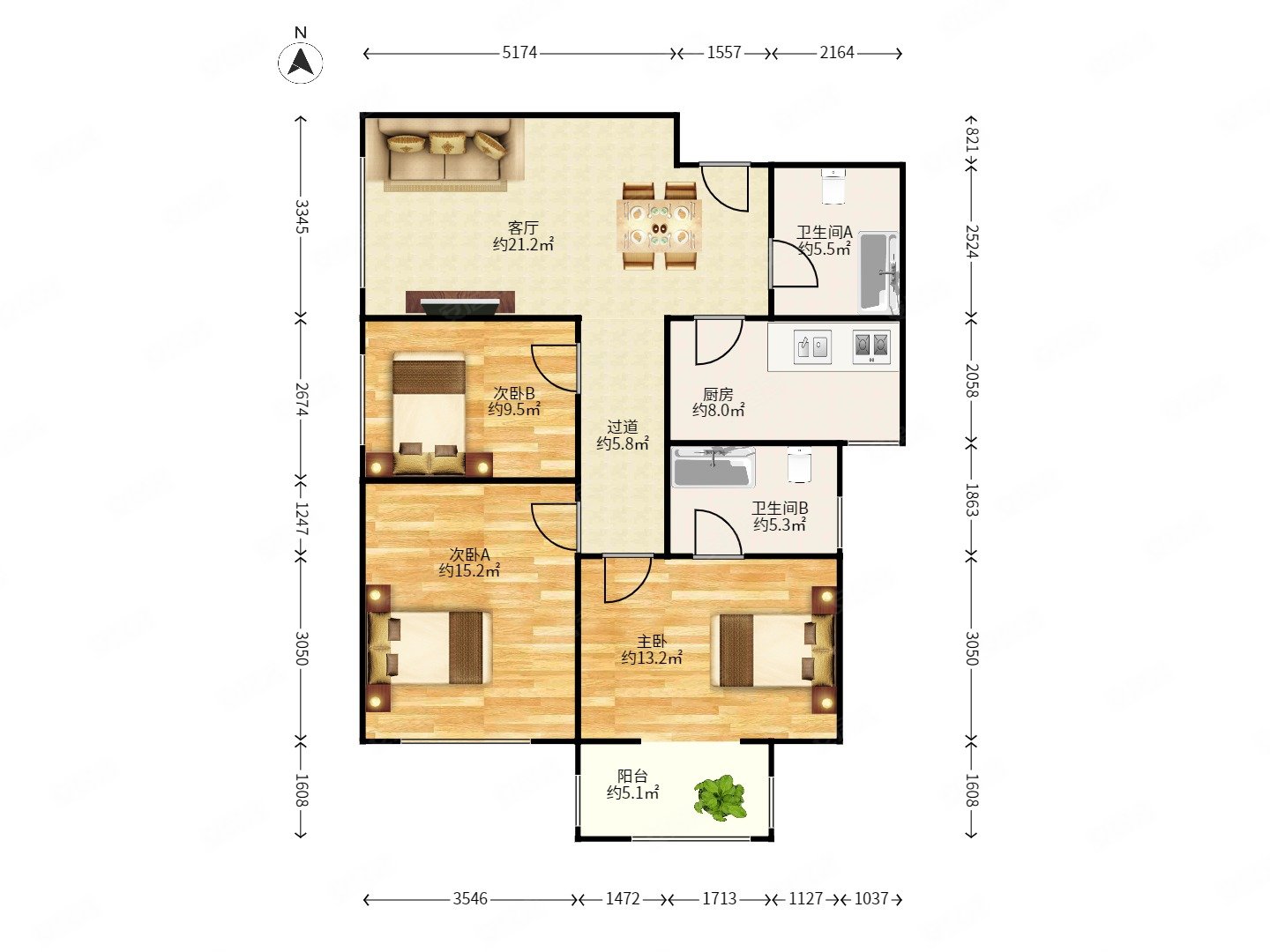 看房方便,首座御园(二期2号院)二手房,429万,3室1厅,2卫,118平米-北京