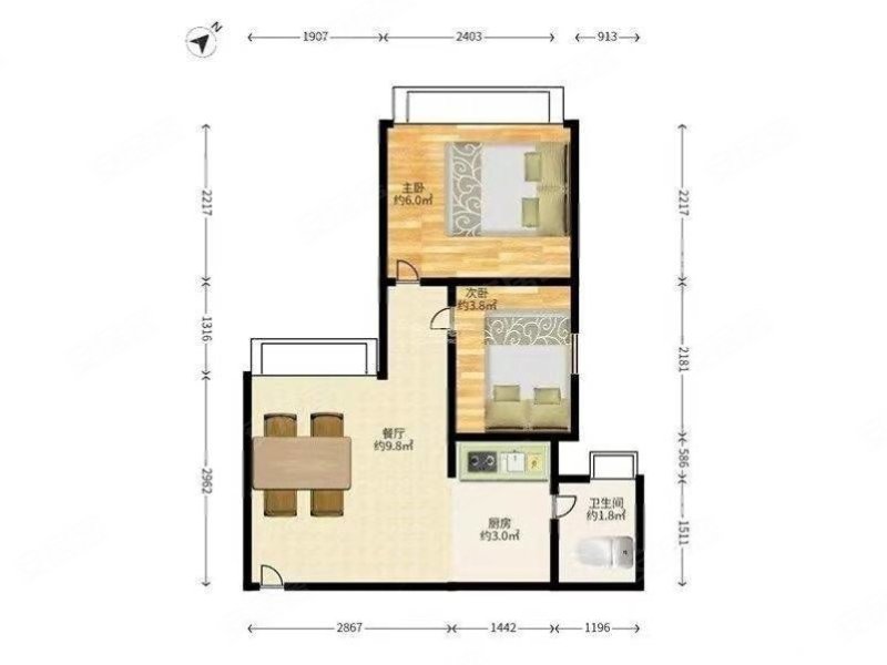 悦峰华府1室0厅1卫42㎡南北183.99万