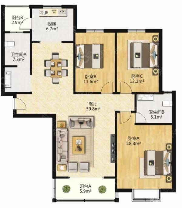 房东急卖 书香苑毛坯三室