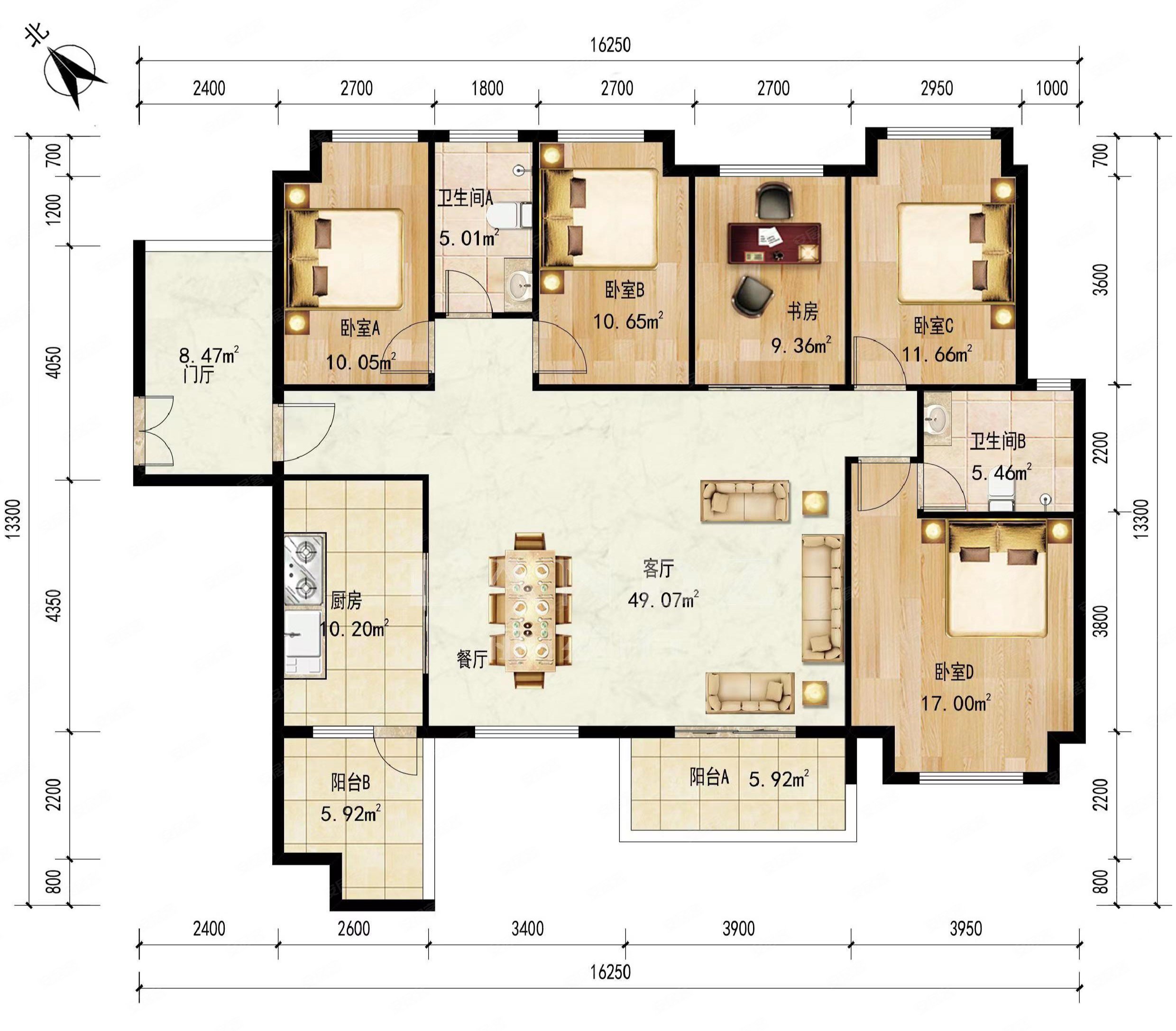 社区热门5房户型精装保养好可拎包入住厅出阳台通透