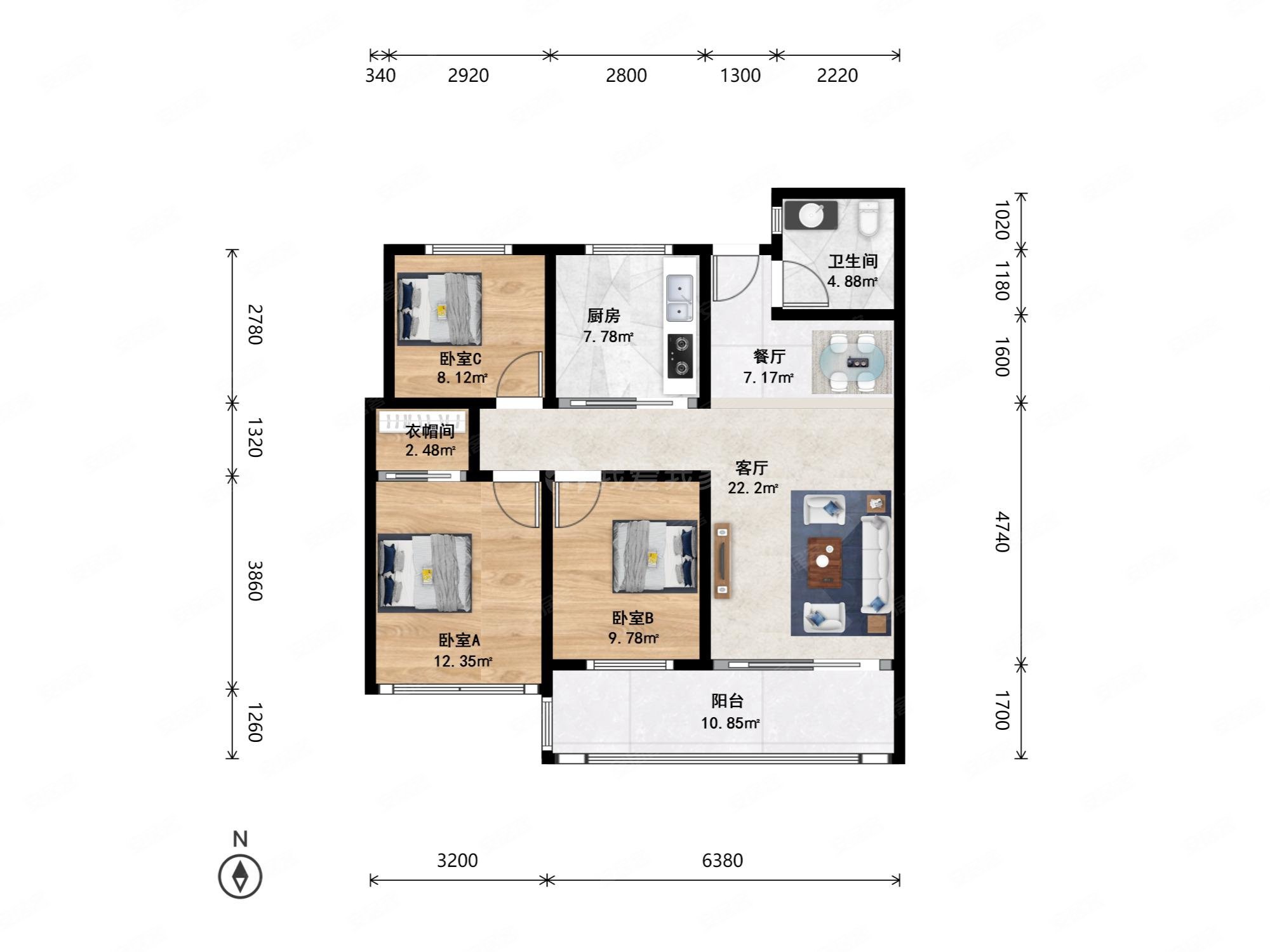 彩虹城  水晶城  3室  2厅