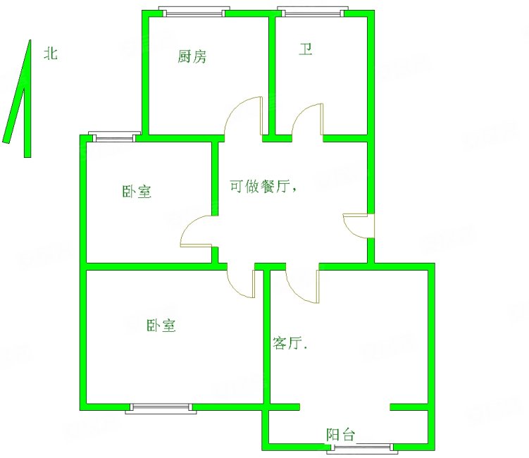 外贸家属楼2室1厅1卫62㎡南27.8万