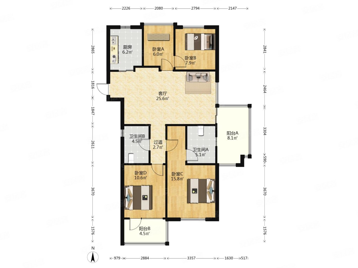 边套,精装30万,满二无个税,随时看,金都夏宫(公寓住宅)二手房,229万,4
