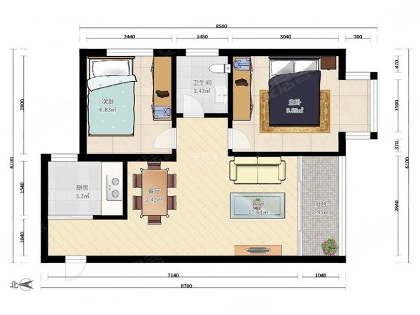 深圳福田赤尾红树福苑红树福苑 高层二房 精装 家私全齐 拎包入住出租