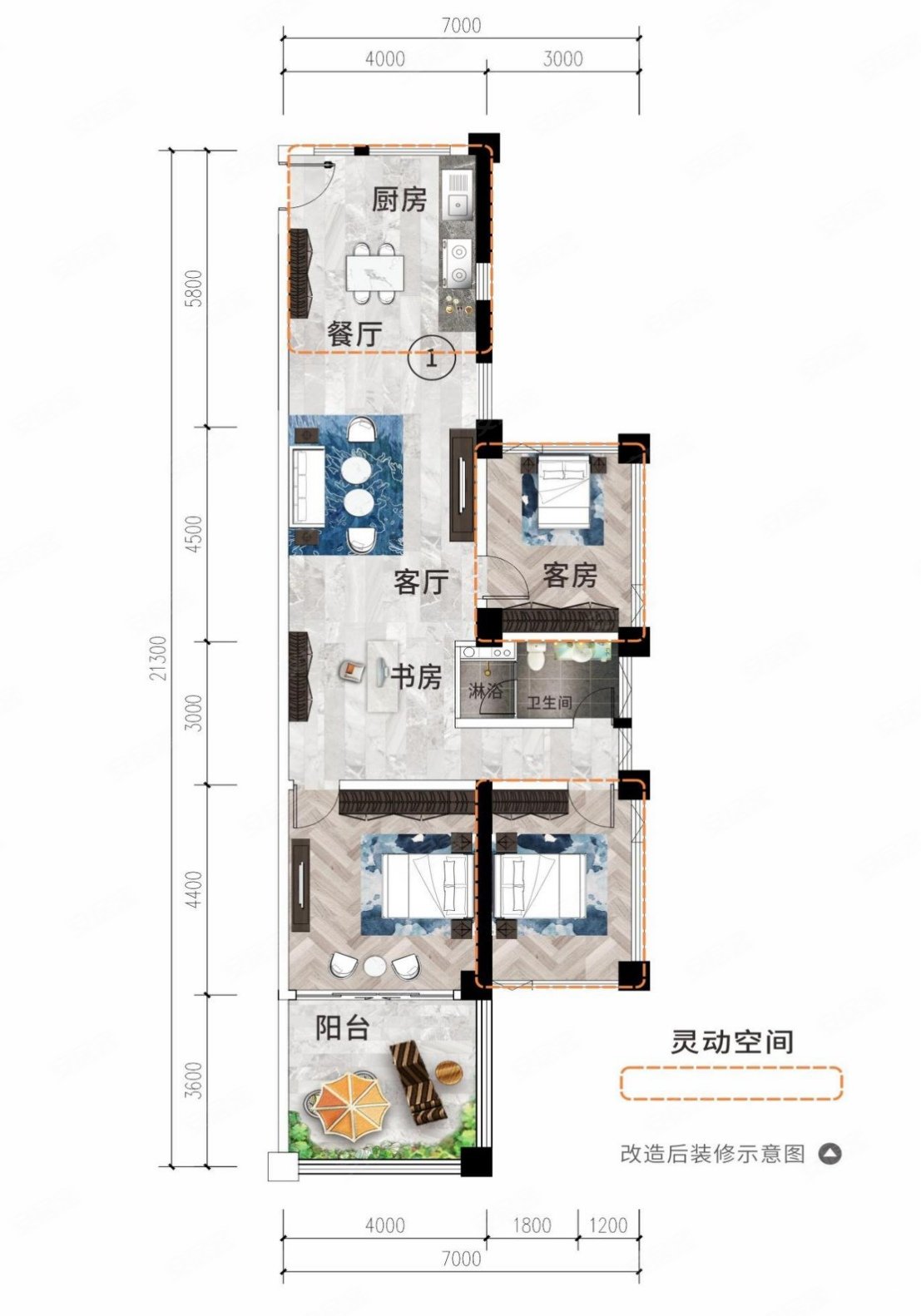 和居壹海江山3室2厅1卫82㎡南北42万