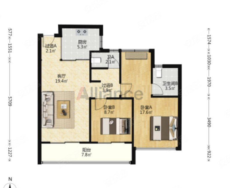 印象苕溪城3室2厅2卫89.56㎡南101万