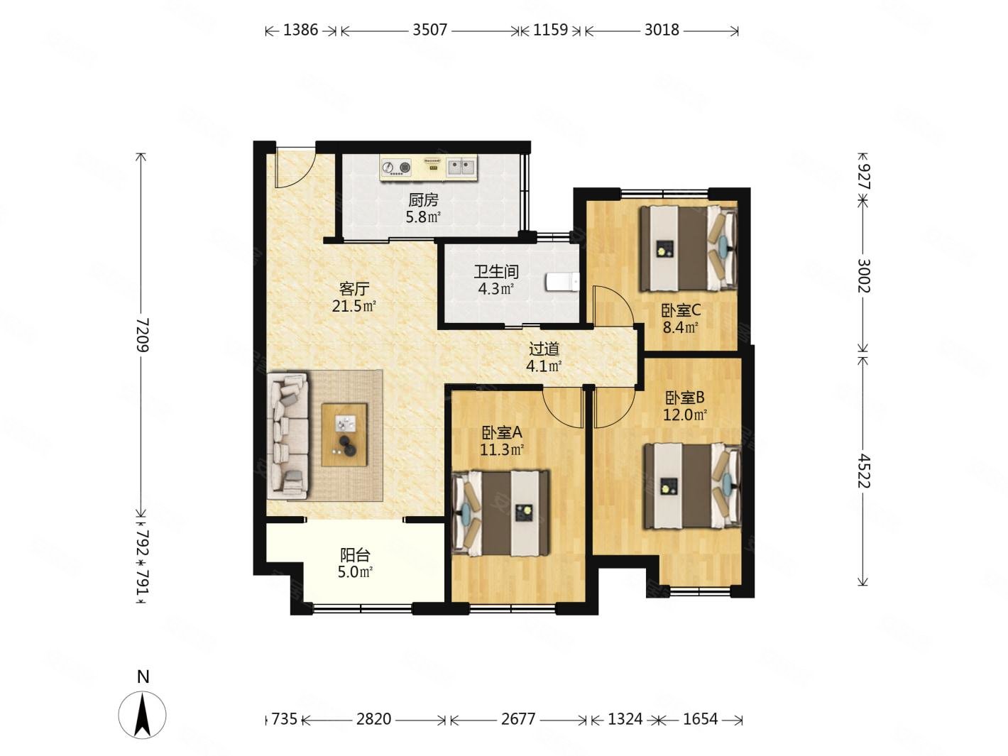 户型 户型图 平面图 1420_1065