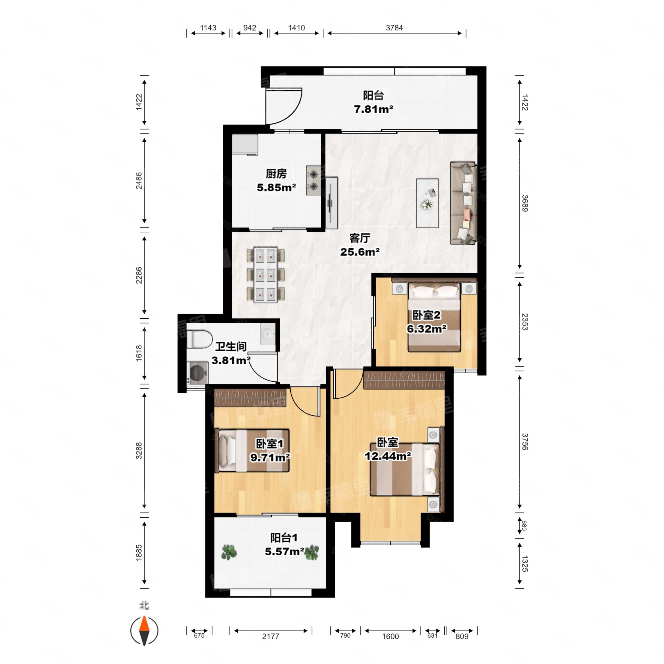 金辉天鹅湾1梯2户位置安静南北通透3房