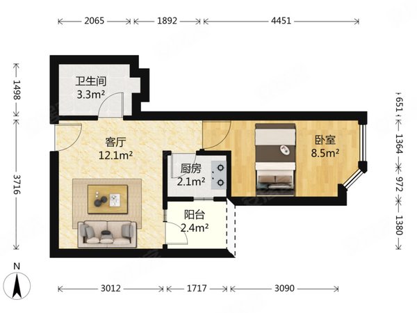 【多图】英豪花园,东晓南租房,新出房源 英豪花园 1室1厅1卫 42平
