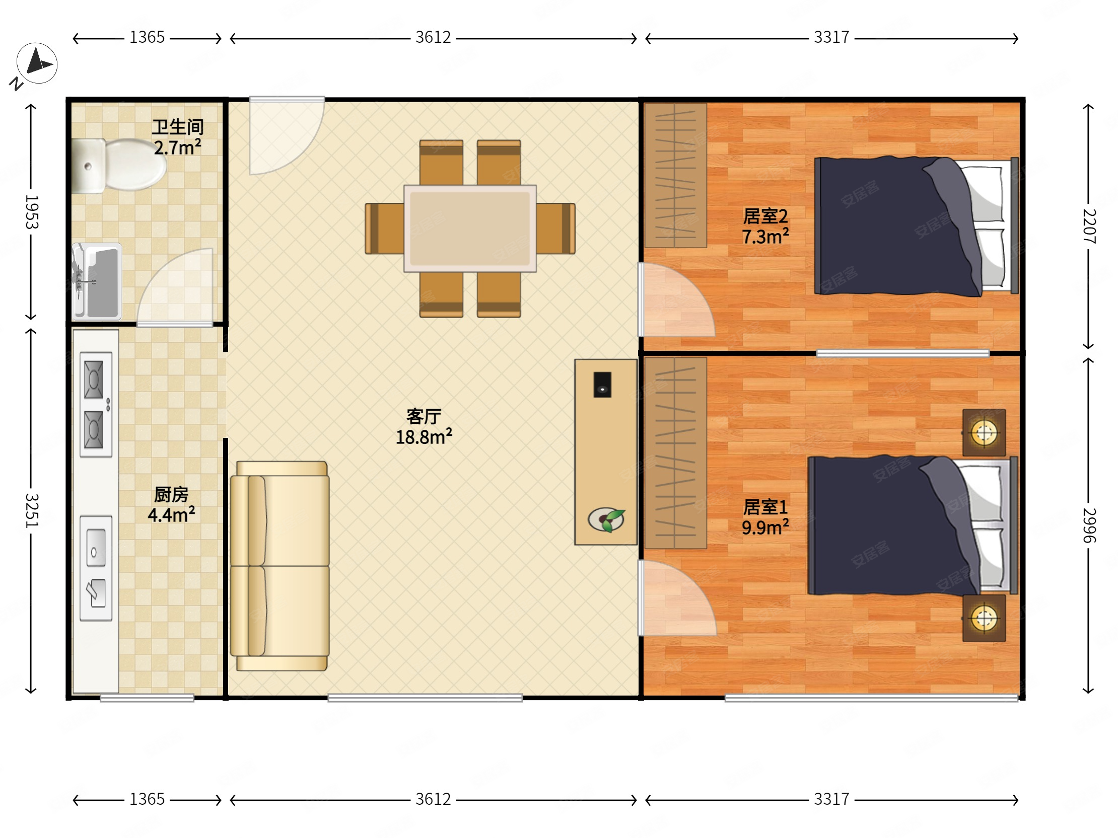 富华花园2室1厅1卫53㎡西北0万