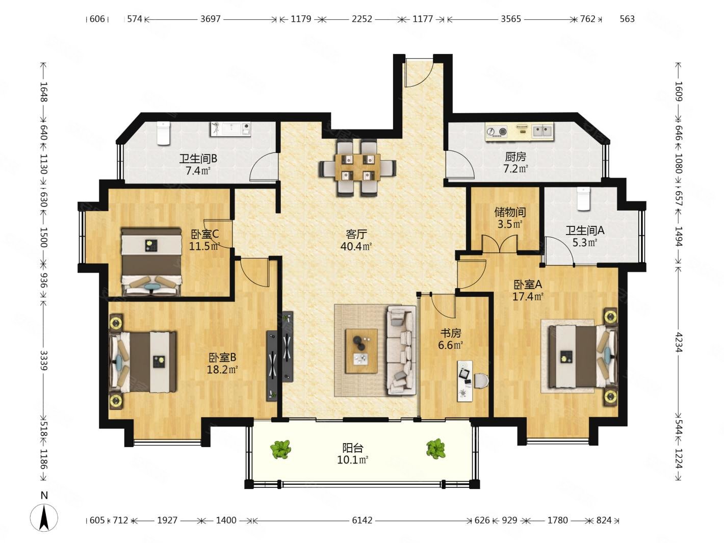 典雅居4室2厅1卫142㎡南510万