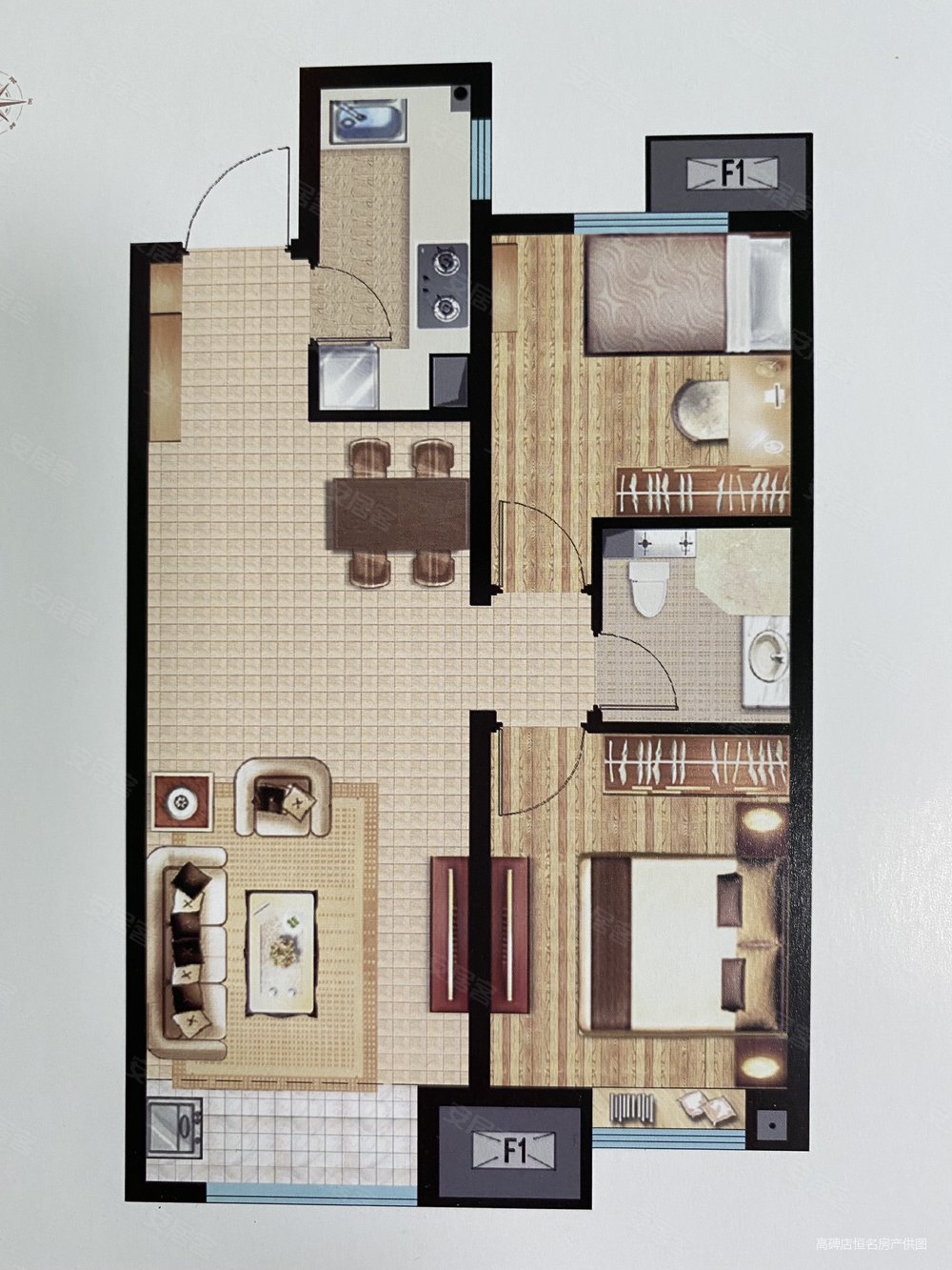 乾荣世纪公园(二期)2室2厅1卫86㎡南北22万