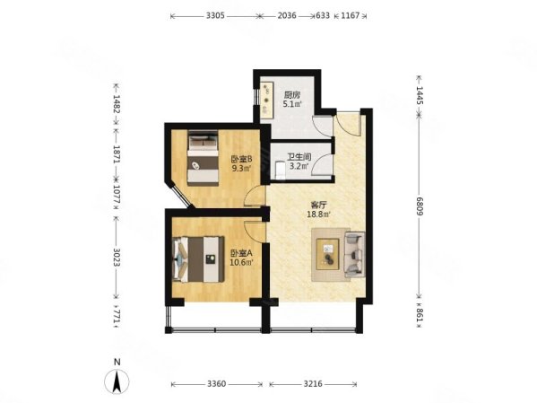 北街家园(八区)2室1厅1卫61.89㎡南306万