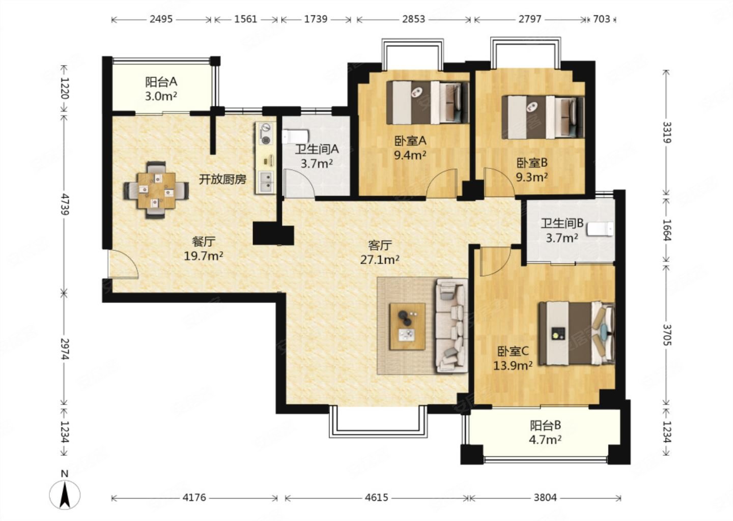 水岸名筑标准三房满五双免
