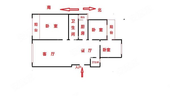 朝花曦拾3室2厅2卫97.5㎡南北103万