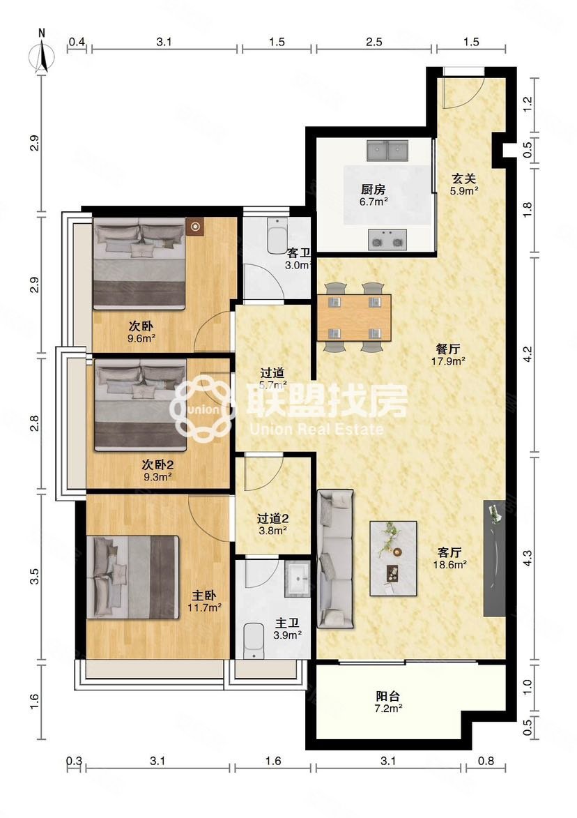 盛世青云府4室2厅2卫114㎡东68万