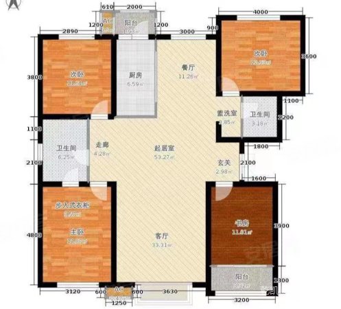 蓓蕾小区3室2厅2卫119㎡南北79万