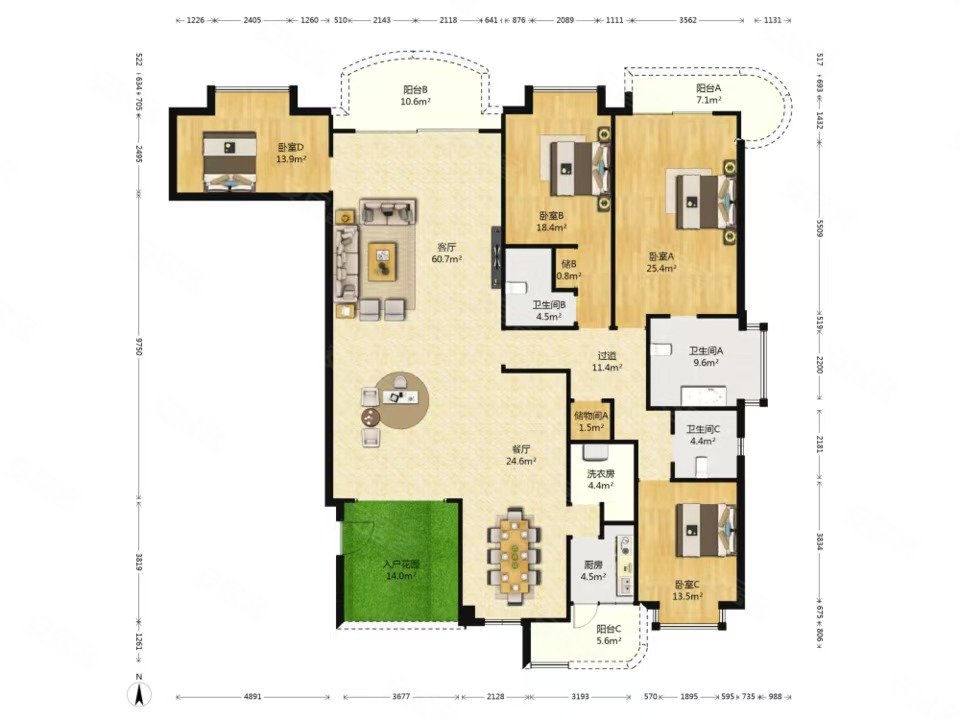 信达阳光海岸 一线江景5房4卫 南北通透看房方便