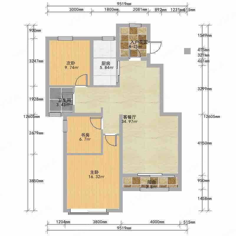 众美青城3室2厅1卫104㎡南160万