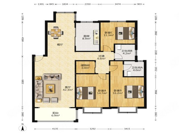 【多图】山水名园二期,石老人租房,山水名园二期 3室2厅2卫 6000.
