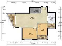 海信燕岛国际公寓 2室2厅1卫  电梯房 精装修103平米