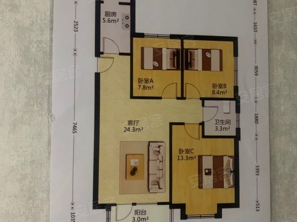 霸州路劲阳光城路劲阳光城户型方正赠送阳台拎包入住出租房源真实图片