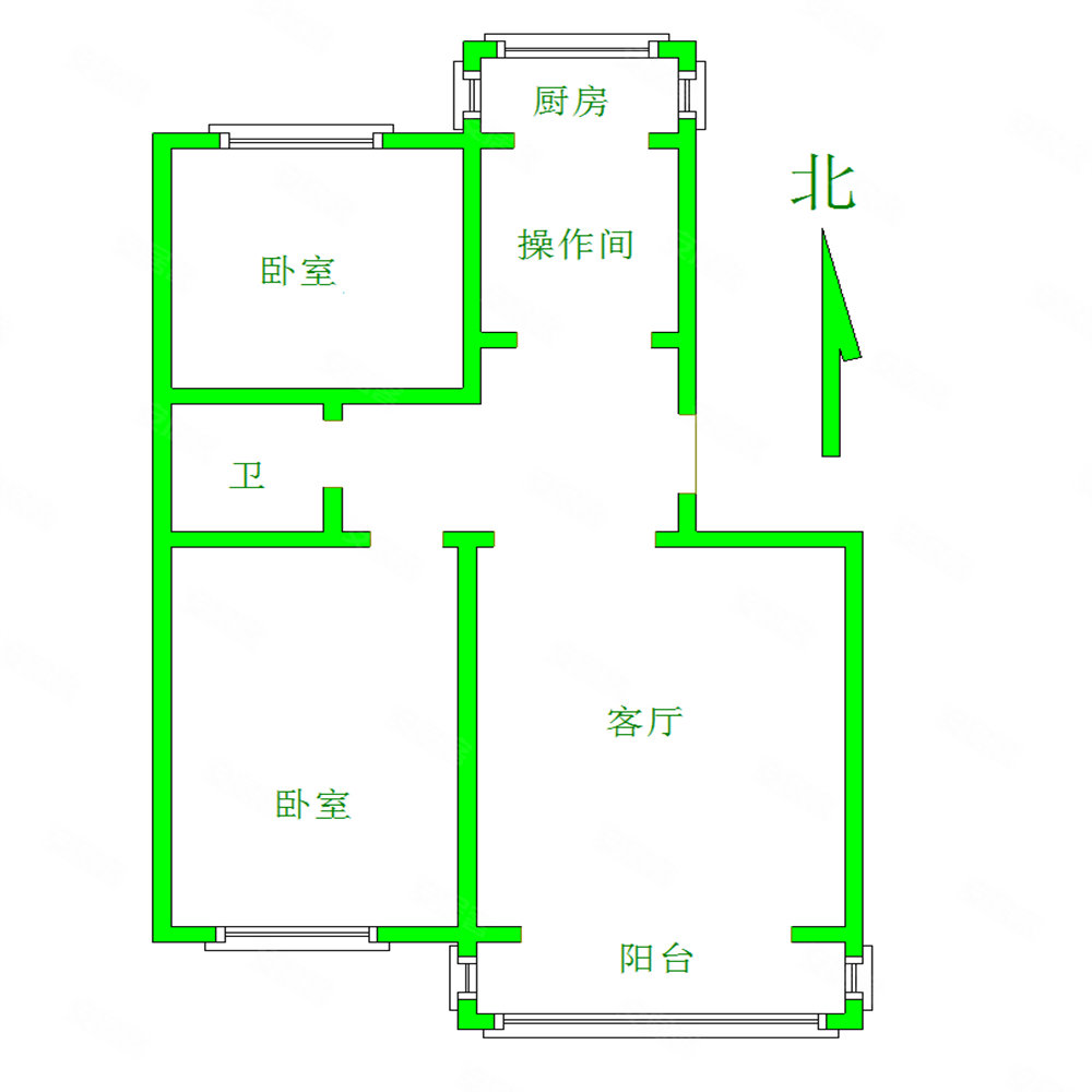 军学胡同118号院2室2厅1卫60.9㎡南北55万