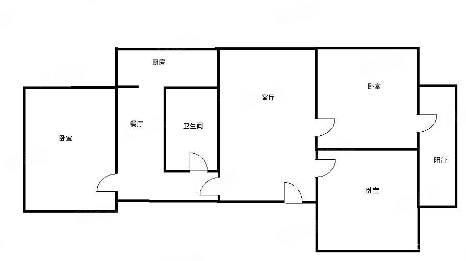 电力设计院宿舍3室2厅1卫82㎡南北103万