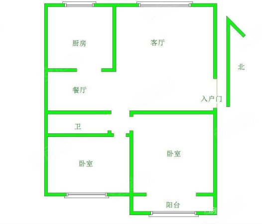 军王屯小区2室2厅1卫90㎡南北54万