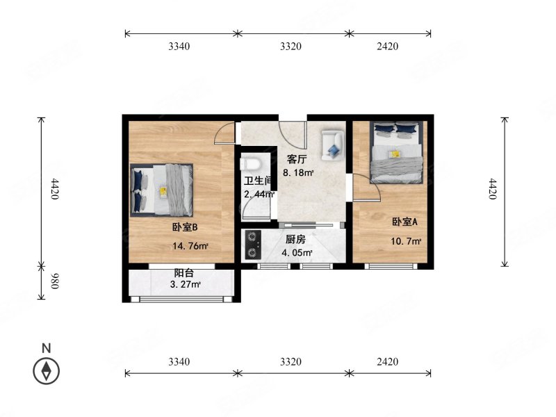 大慧寺20号院2室1厅1卫56.16㎡南588万