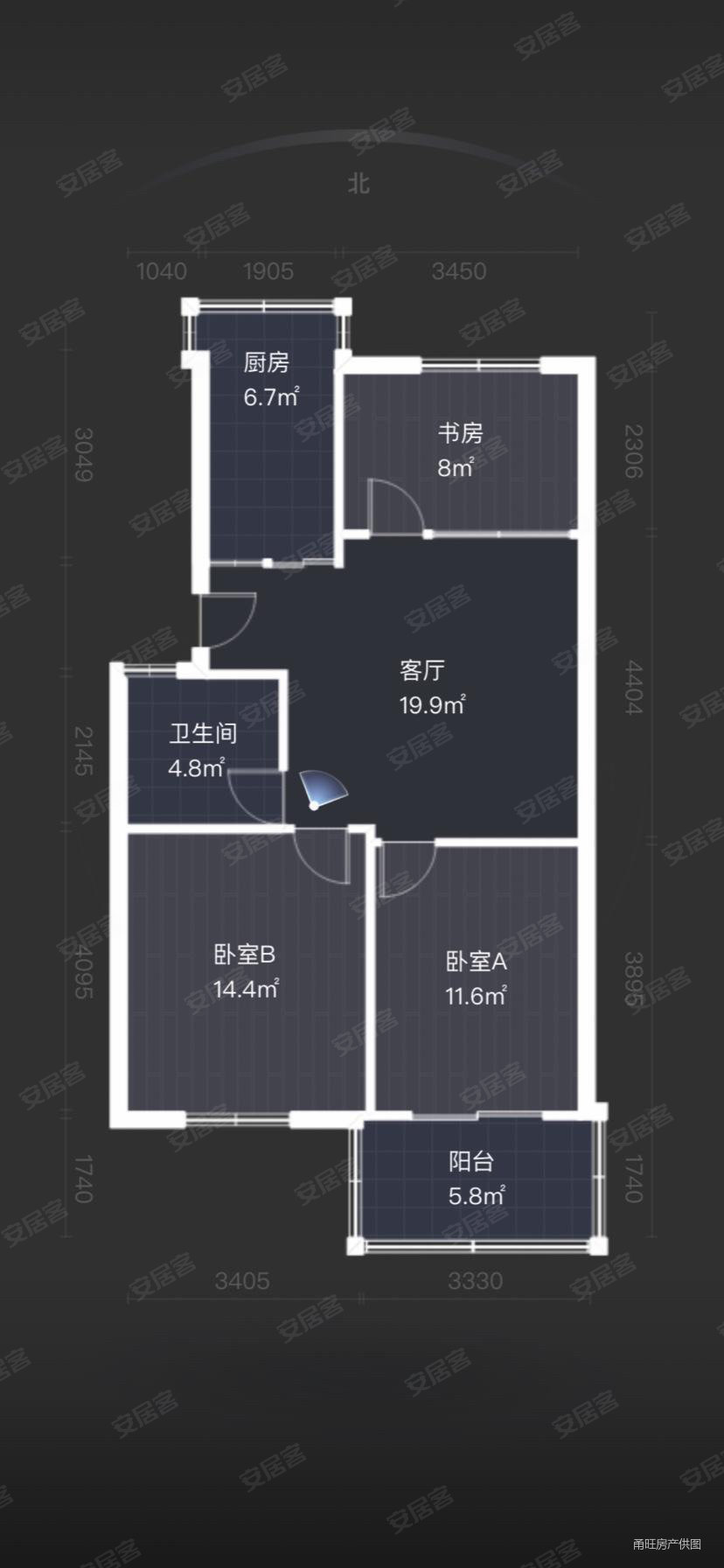 好运苑3室1厅1卫89.33㎡南北175万