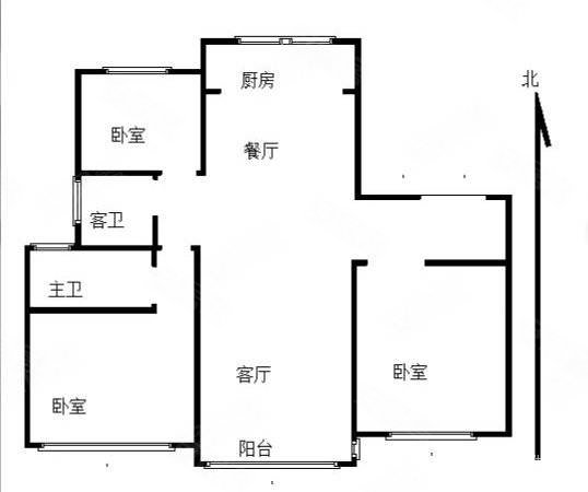 天澜壹品华城3室2厅1卫106㎡南北48万