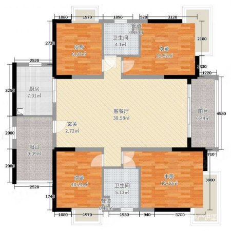 金园世纪城3室2厅2卫119.5㎡西65.8万