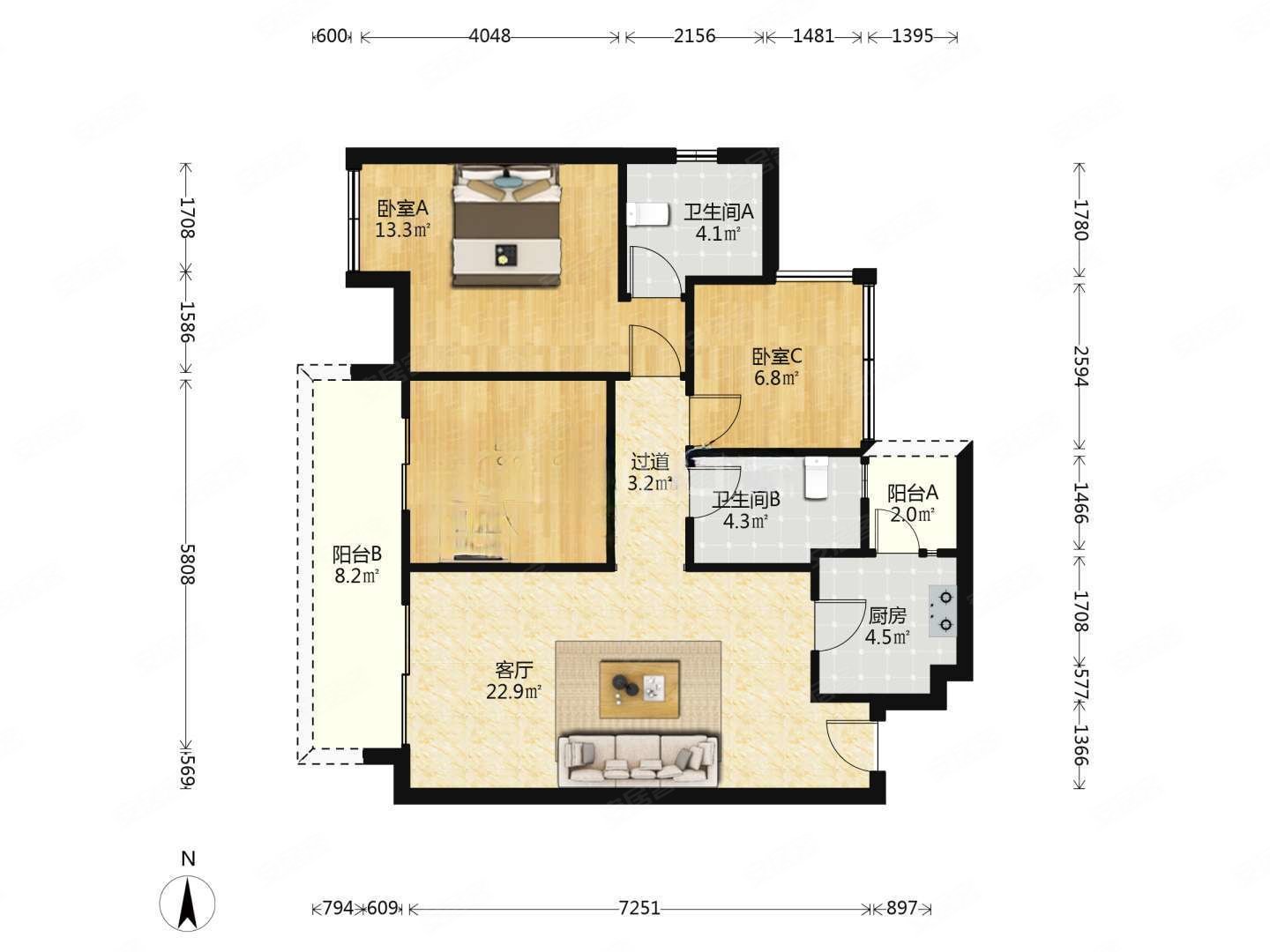 次新小区 近地铁 小三居 精装可拎包入住 产权清晰 得房率高,广汇御园