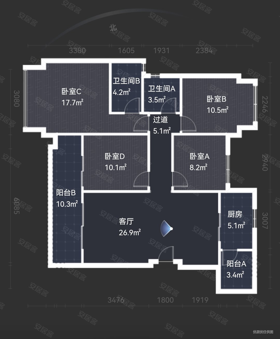 龙湖香港置地学樘府(二期)二手房,180万,4室2厅,2卫,119平米-重庆安居