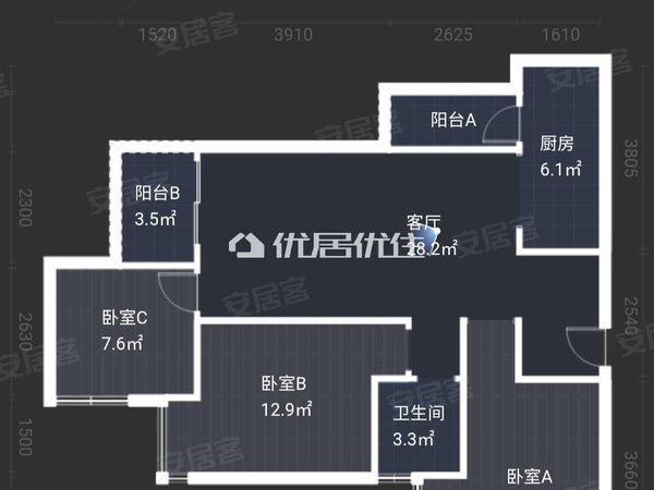 昆明西山前卫营润城第五大道万达广场附近润城第五大道精装三室,带