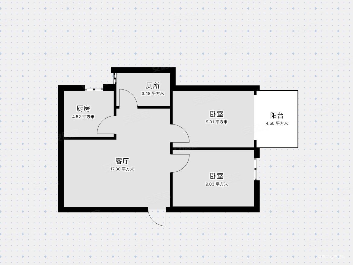 华清社区2室1厅1卫58.69㎡东北150万