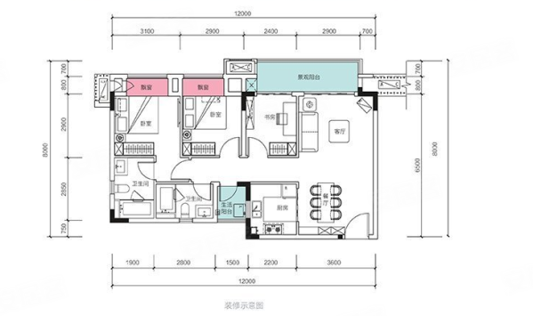 新山和悦悦璟3室2厅2卫86㎡南92万