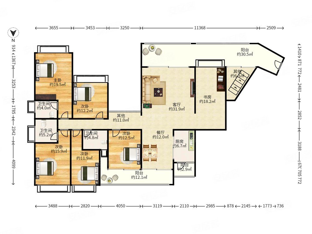 公园大地 精装大5房 满五 南北通透 诚心卖