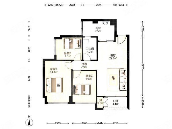 平洲富丰新城 精装电梯南向三房 85方 165万 家门口地铁