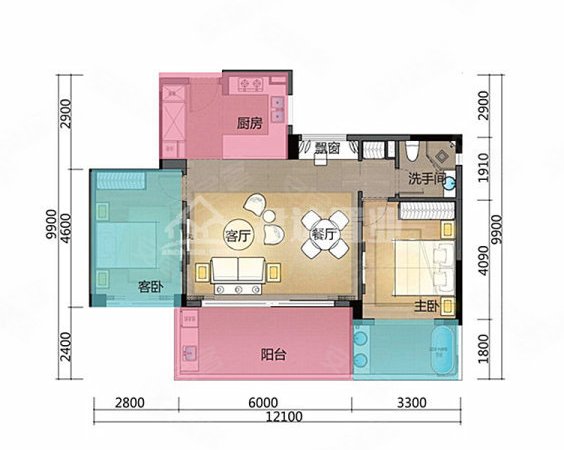 三亚吉阳迎宾路湖光山舍(公寓住宅)湖光山舍(公寓住宅) 2室2厅1卫