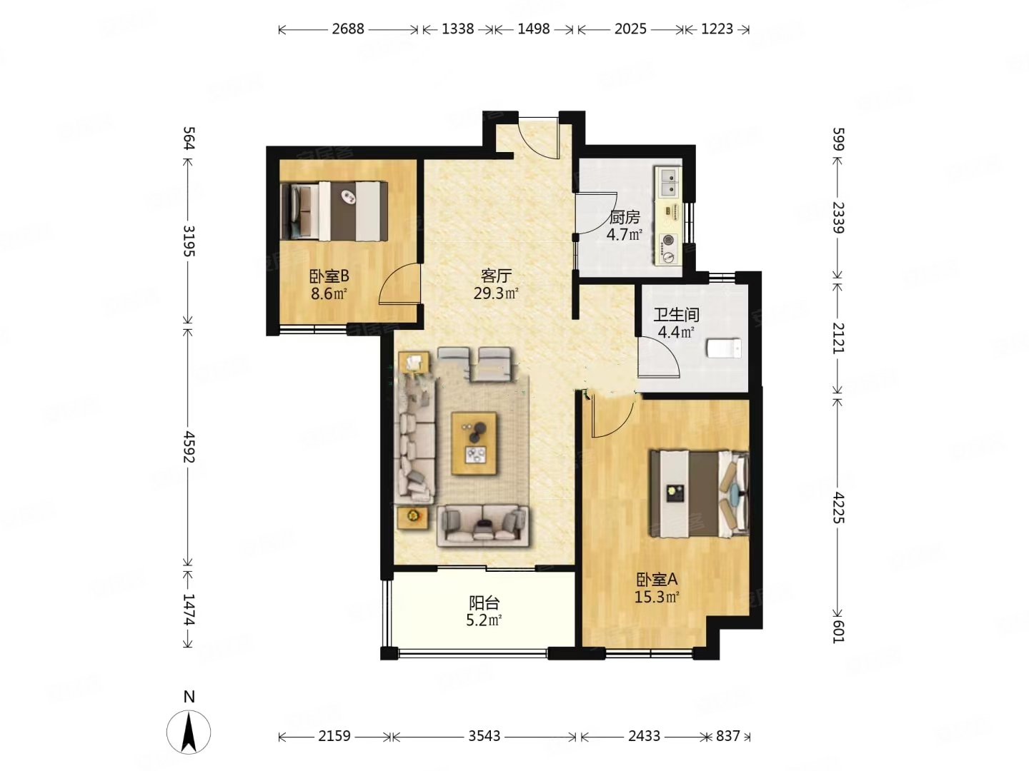 二环南路 绿地新都会 精装两室 诚意出售