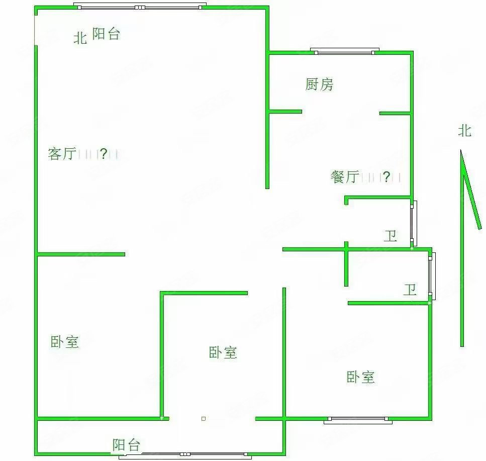 尚东新城邦一期3室2厅1卫100㎡南北77万