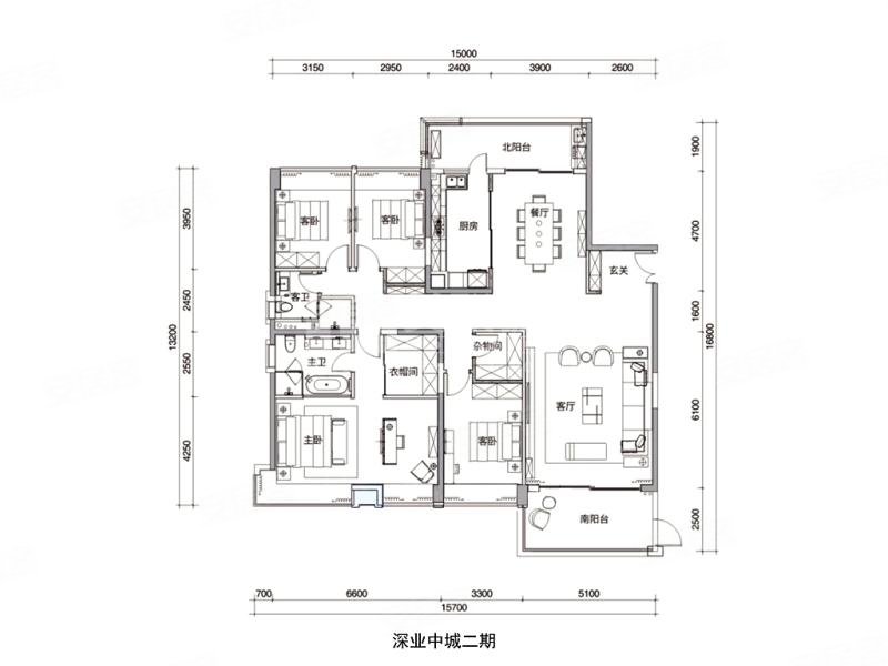 专注深业中城新上1栋好房4房南北通透毛坯房
