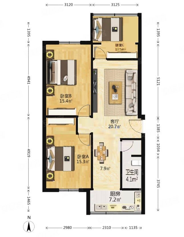 八宝街青二东城根小电梯精装套三户型好随时看随时入住