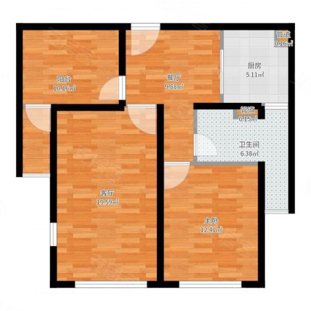 昆山绿地21新城2室2厅1卫1厨1阳台