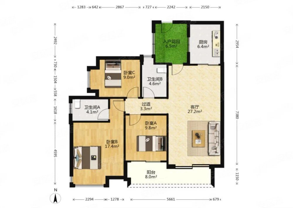 亚运城天荟亚运南路3室2厅2卫12716平方米