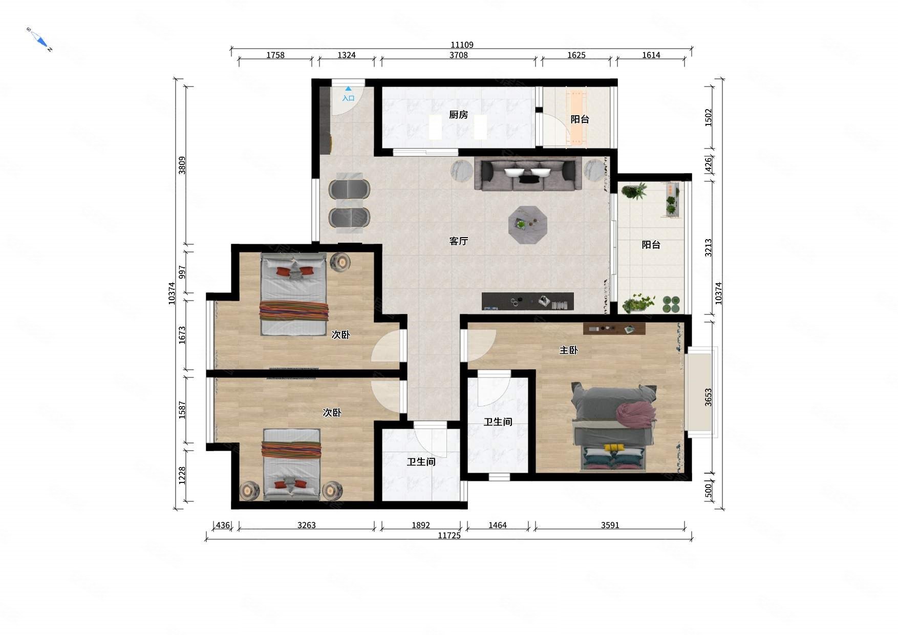 五彩城西区南北通透70年产权电梯房近地铁