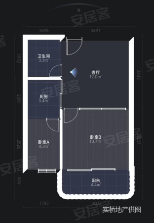 大洲新世纪广场2室2厅1卫51.39㎡南225万